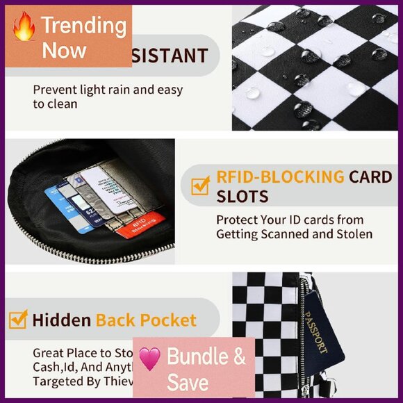 Small RFID Sling Bag Nylon Crossbody Backpack Travel Purse - Picture 4 of 4